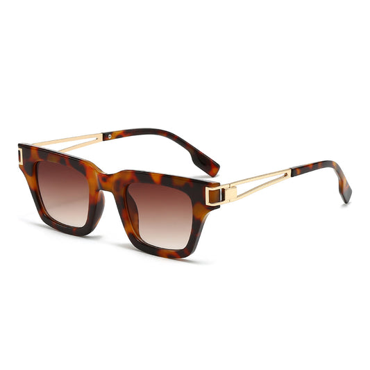 Classic metal rectangular tinted sunglasses