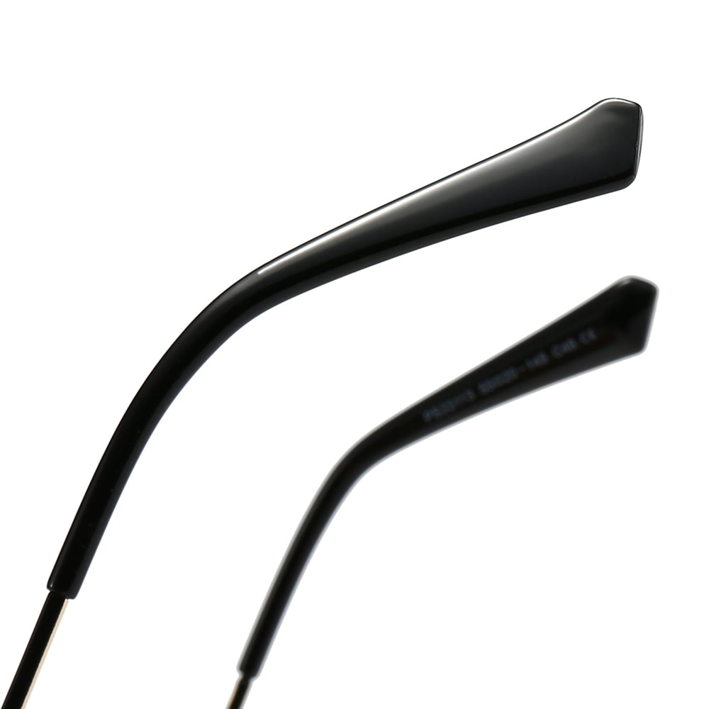 Semi-Rimless Oval Black Frame Sunglasses