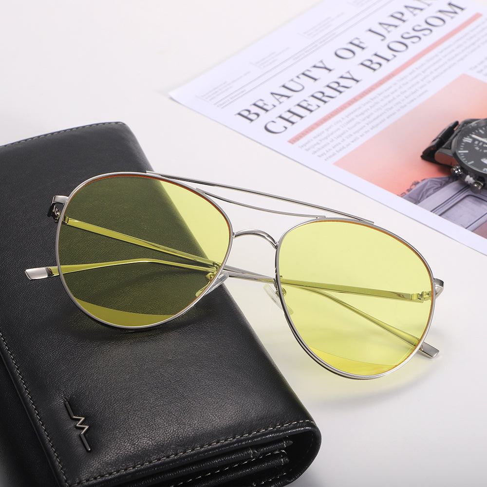 Polished Silver Aviator Sunglasses