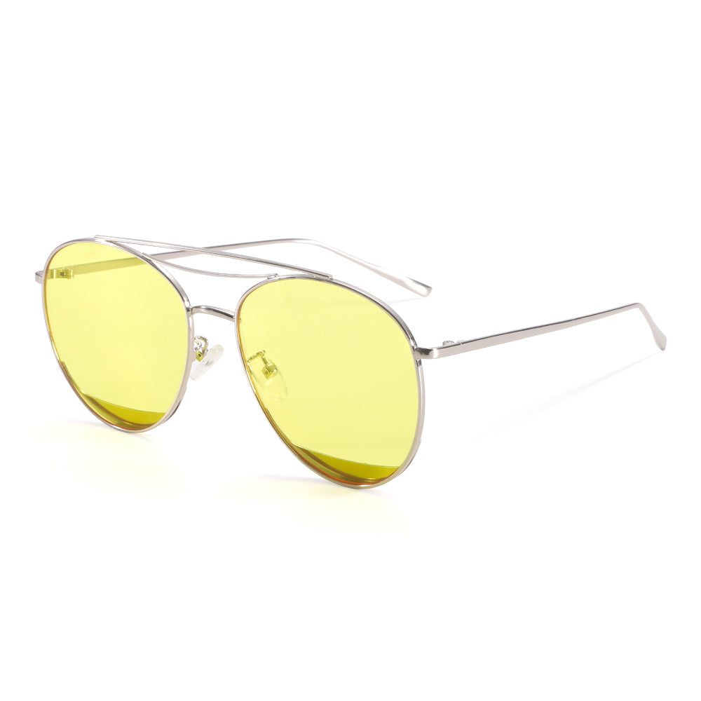 Polished Silver Aviator Sunglasses