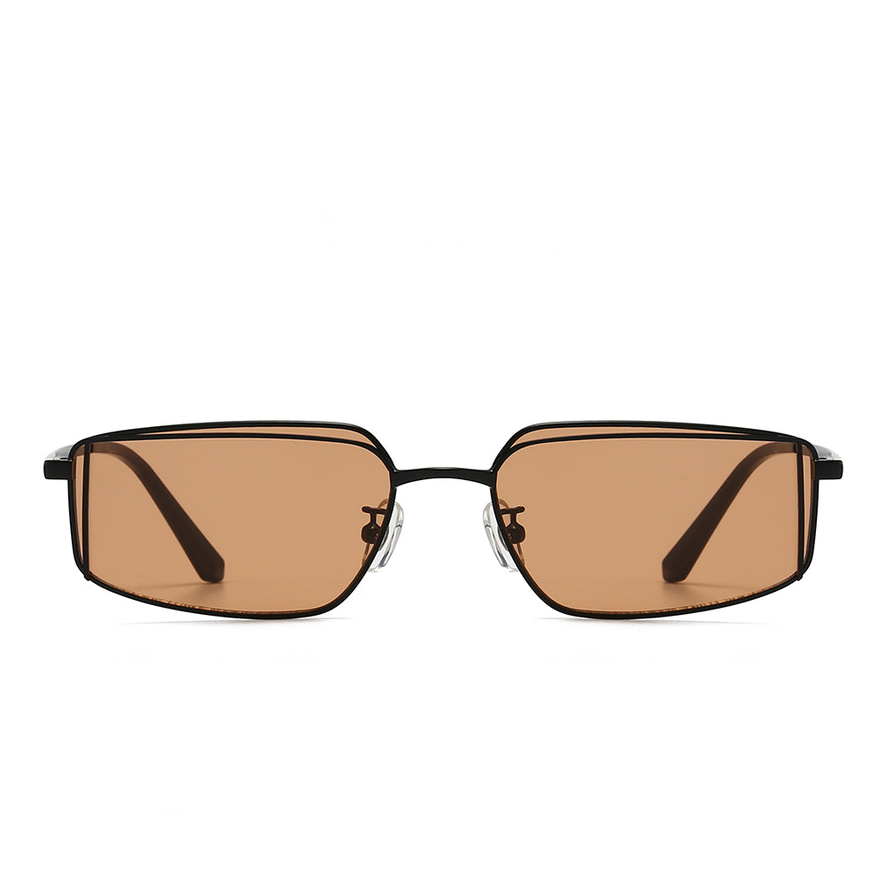 Rectangular Metal Tinted Sunglasses