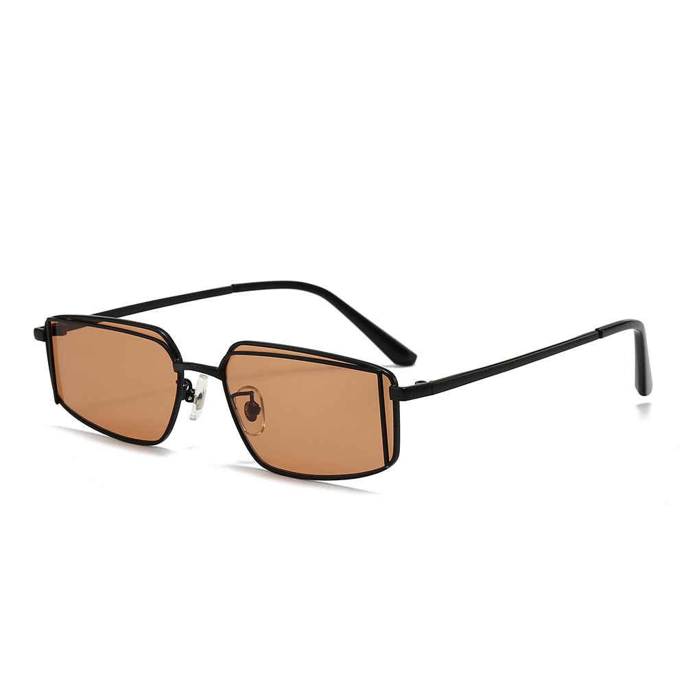 Rectangular Metal Tinted Sunglasses