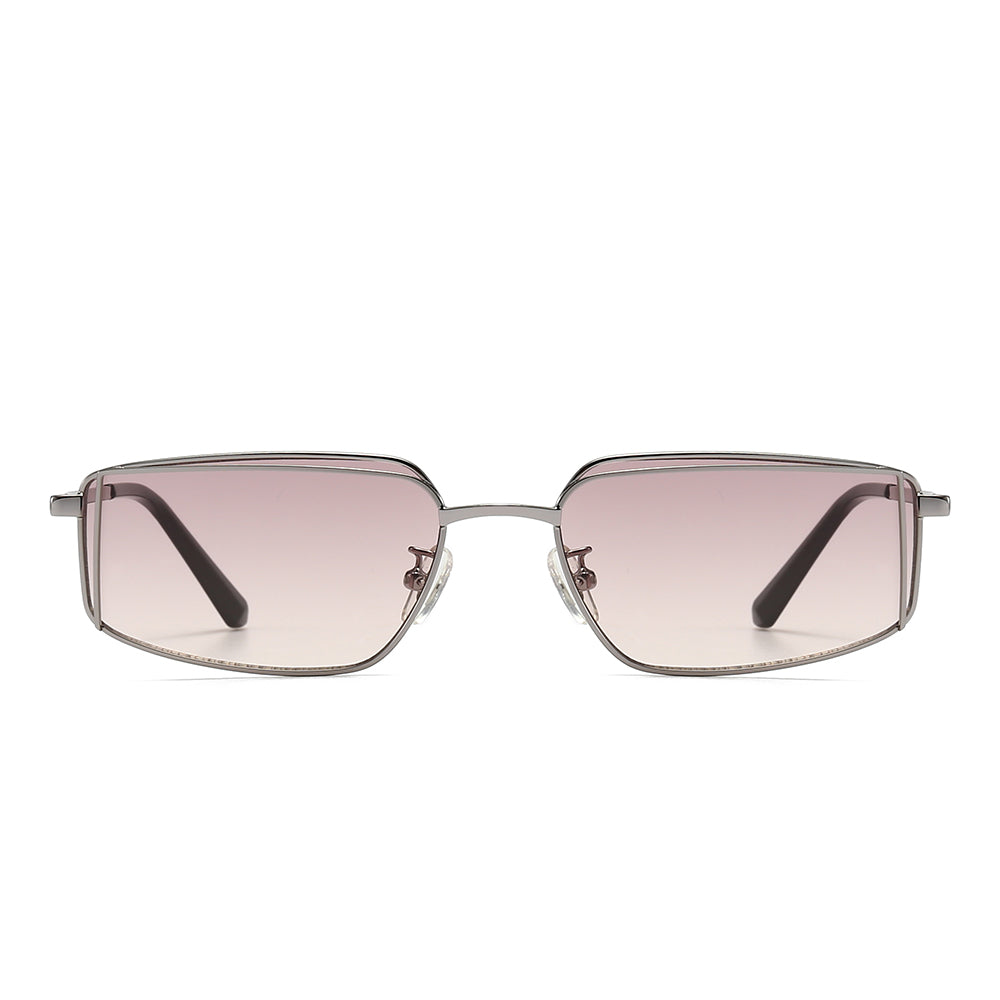 Rectangular Metal Tinted Sunglasses