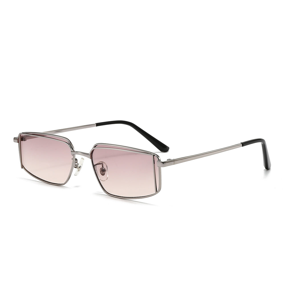 Rectangular Metal Tinted Sunglasses