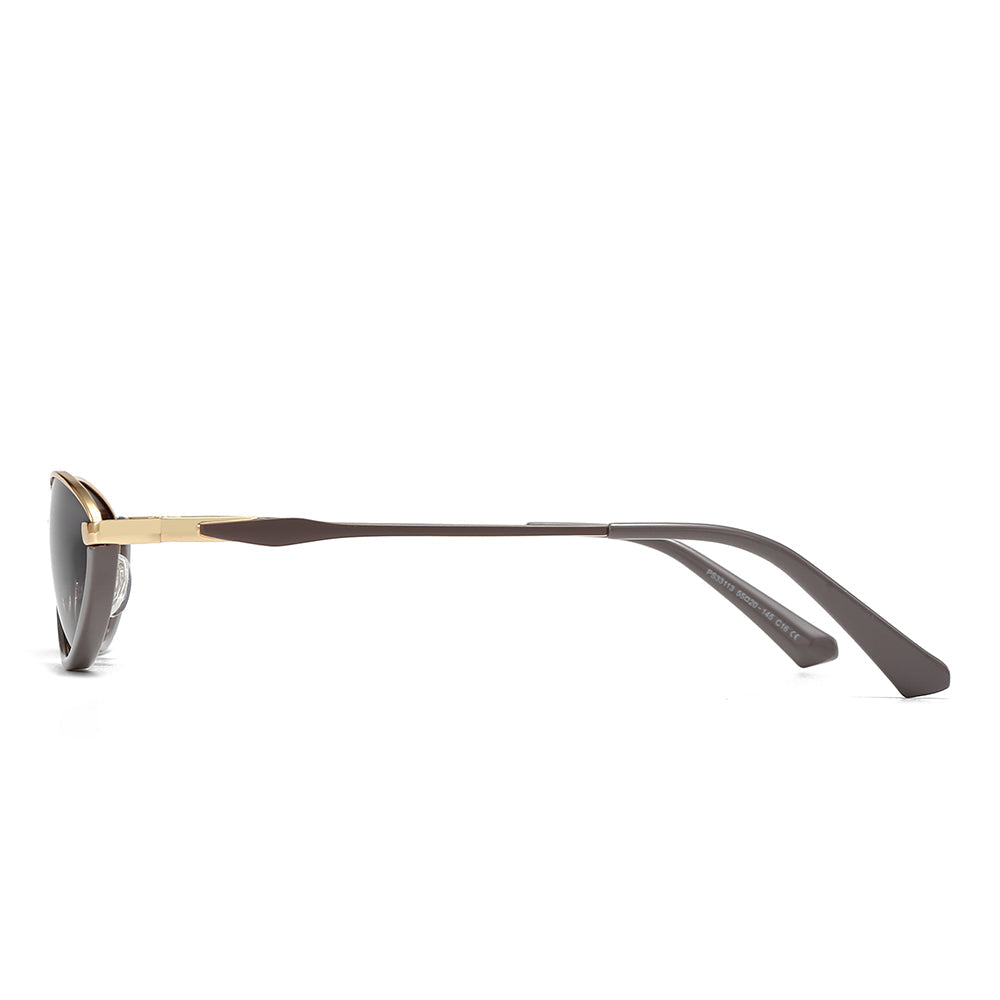 Semi-Rimless Oval Black Frame Sunglasses